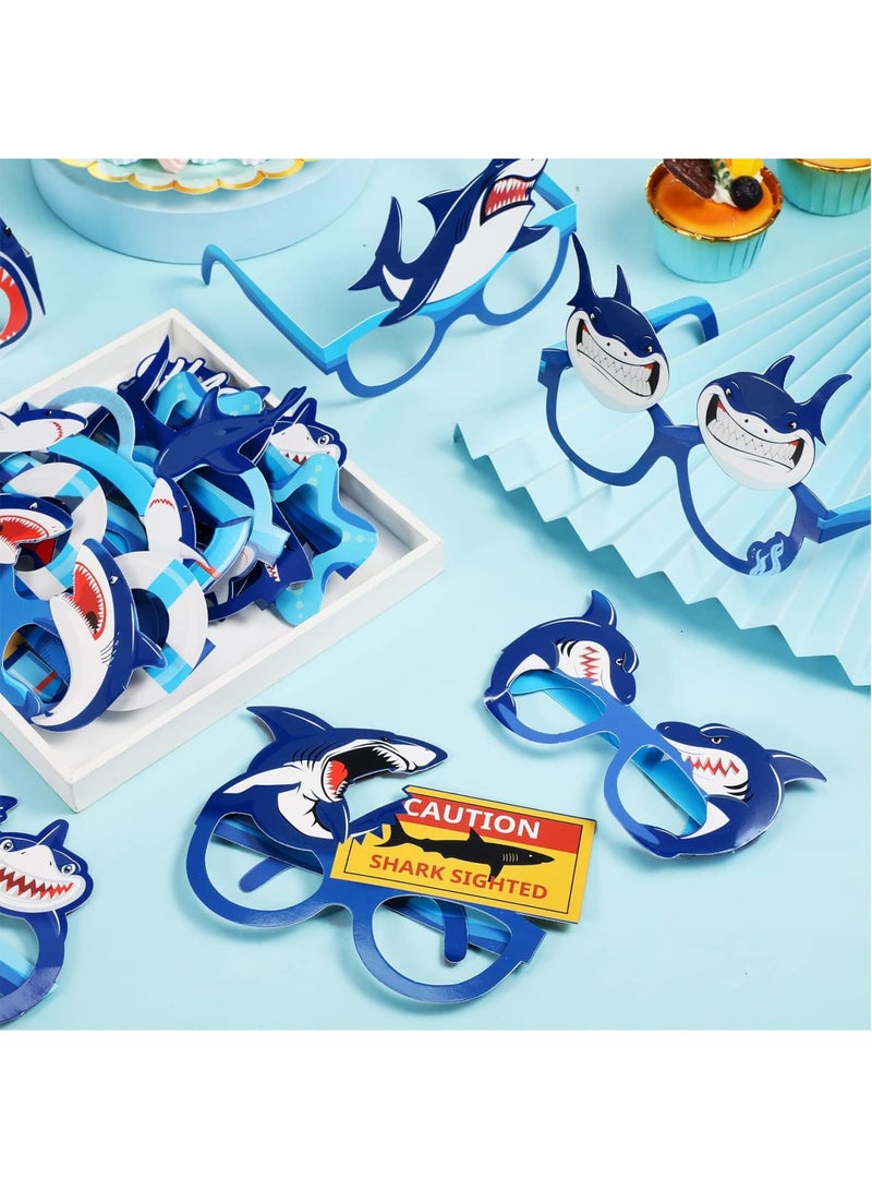 Shark Party Eyeglasses for Kids, Ocean Theme Paper Glasses Photo Props for Birthday Decorations, Under the Sea Party Supplies for Boys Girls Adults, 16 Designs 2 Each - Image 3