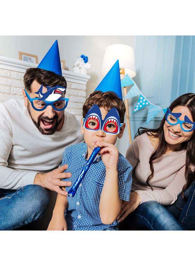 Shark Party Eyeglasses for Kids, Ocean Theme Paper Glasses Photo Props for Birthday Decorations, Under the Sea Party Supplies for Boys Girls Adults, 16 Designs 2 Each - Image 5
