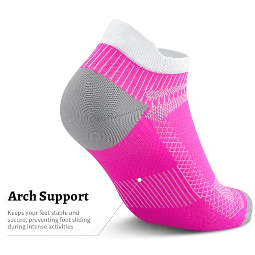 PAPLUS No Show Compression Socks for Men and Women, Low Cut Running Ankle Socks with Arch Support for Plantar Fasciitis, Cyling, Athletic, Flight, Travel, Nurses - Image 4