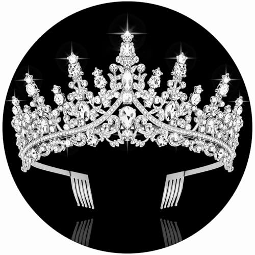 CURASA Silver Tiara and Crowns for Women Crystal Queen Crown, Wedding Tiaras for Bride Princess Crown for Little Girls Headpiece for Bridal Birthday Party Prom Halloween Pageant - Image 1