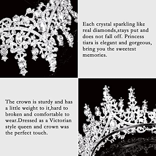 CURASA Silver Tiara and Crowns for Women Crystal Queen Crown, Wedding Tiaras for Bride Princess Crown for Little Girls Headpiece for Bridal Birthday Party Prom Halloween Pageant - Image 2