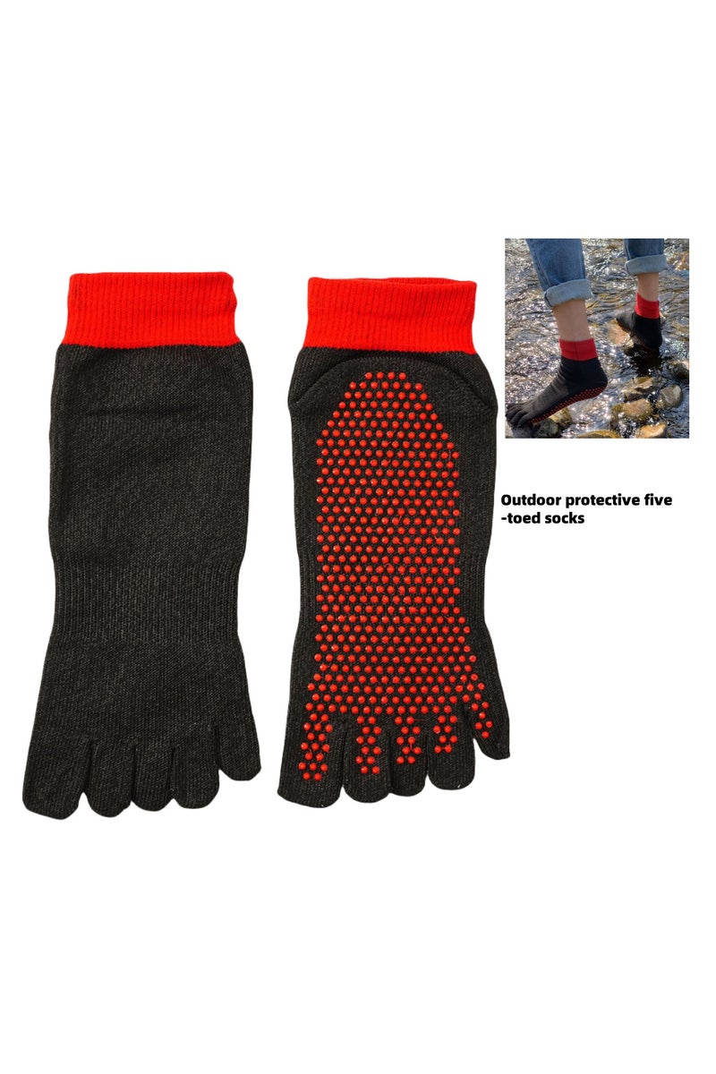 Level 5 Cut-Resistant Socks, Outdoor Protective Five-Toe Socks, Beach Anti-Slip Socks with Adhesive（One size）  - Image 1