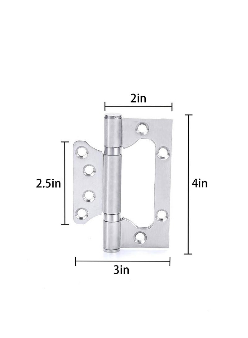 Excefore 4 Pack Non-Mortise Door Hinges, 4 x 3 inch Stainless Steel Interior Door Hinges with Screws, Smooth, and Easy to Install, for Bedroom,  Furniture Hardware (Silver) - Image 2