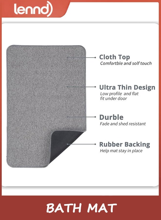 LENND Bath Mat,Ultra Thin Bathroom Rugs,Rubber Bath Mats for Bathroom,No Slip Bath Rugs,Quick Dry,Machine Washable,Low Pile,Absorbent,Shower Outside,Sink,Home Decor Accessories.Grey,40x60cm - Image 3