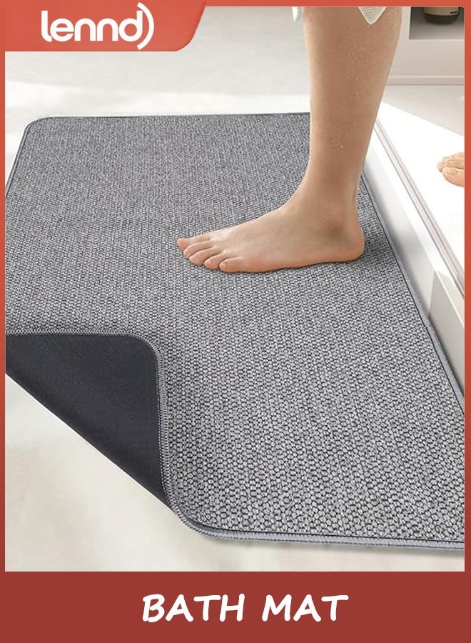 LENND Bath Mat,Ultra Thin Bathroom Rugs,Rubber Bath Mats for Bathroom,No Slip Bath Rugs,Quick Dry,Machine Washable,Low Pile,Absorbent,Shower Outside,Sink,Home Decor Accessories.Grey,40x60cm - Image 4