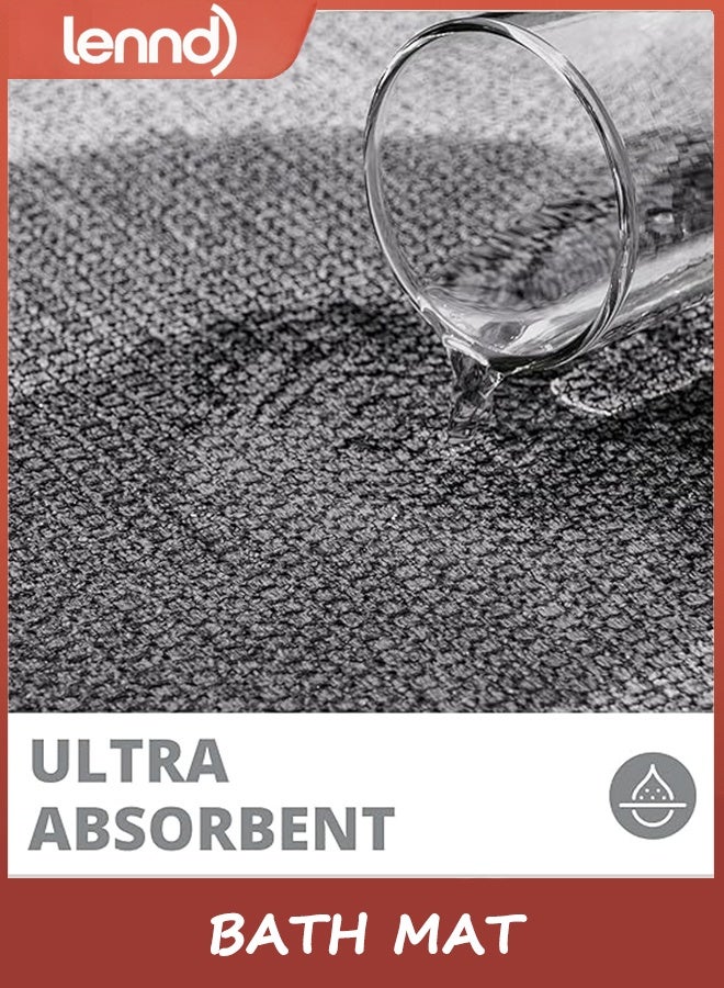 LENND Bath Mat,Ultra Thin Bathroom Rugs,Rubber Bath Mats for Bathroom,No Slip Bath Rugs,Quick Dry,Machine Washable,Low Pile,Absorbent,Shower Outside,Sink,Home Decor Accessories.Grey,40x60cm - Image 5