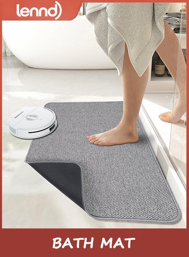 LENND Bath Mat,Ultra Thin Bathroom Rugs,Rubber Bath Mats for Bathroom,No Slip Bath Rugs,Quick Dry,Machine Washable,Low Pile,Absorbent,Shower Outside,Sink,Home Decor Accessories.Grey,40x60cm - Image 1