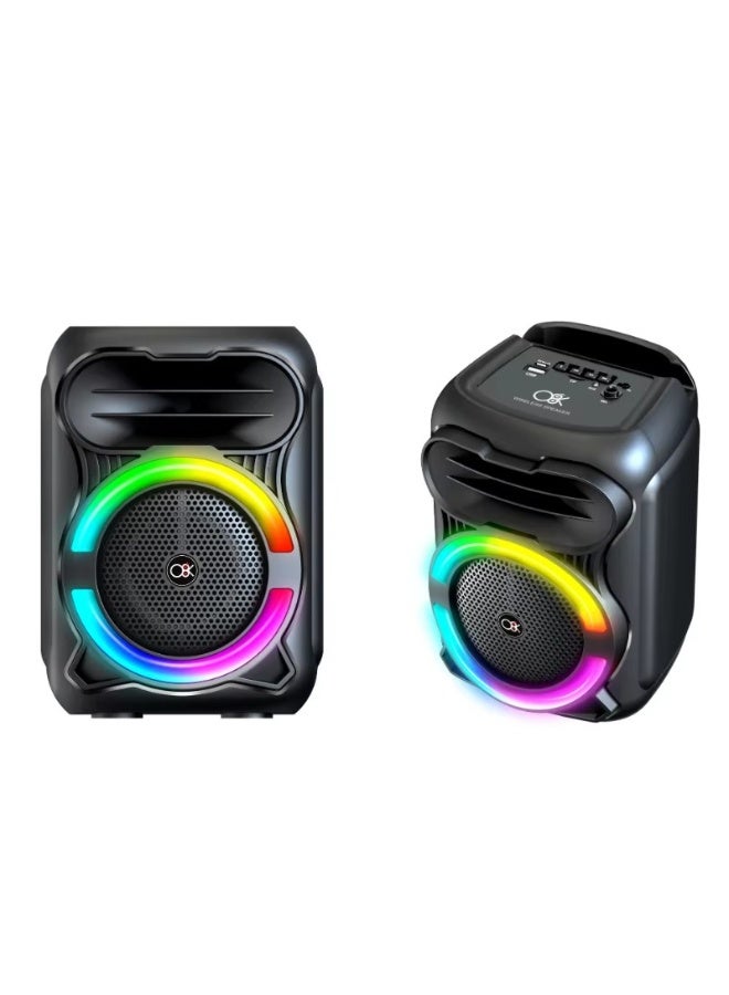 KRAWN Portable Rechargeable Bluetooth Speaker with 4inch Subwoofer, Wireless Speaker with RGB LED Light, Supports AUX, USB, and TF Card Input - Image 1