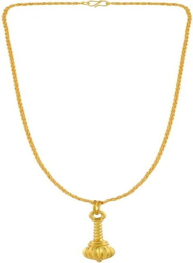DENICRAAS Gold-Plated Gada Pendant Chain Necklace, Traditional Design,religious pendate, evil protective jewellery Hanumanji gada pendal for men and women - Image 1