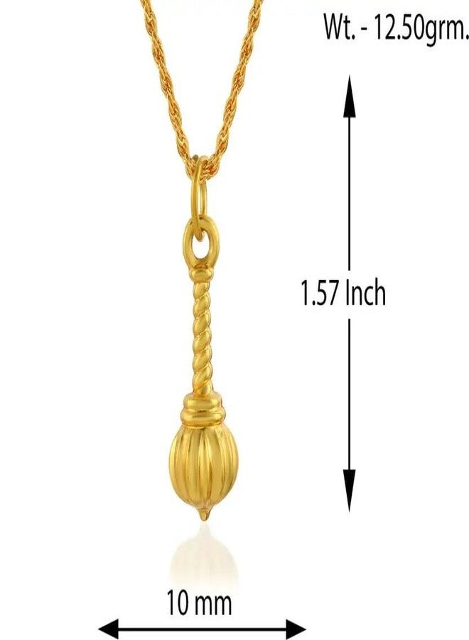 DENICRAAS Gold-Plated Gada Pendant Chain Necklace, Traditional Design,religious pendate, evil protective jewellery Hanumanji gada pendal for men and women - Image 3