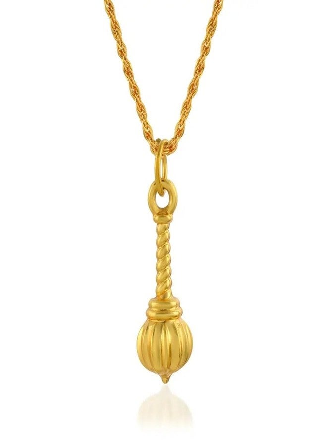 DENICRAAS Gold-Plated Gada Pendant Chain Necklace, Traditional Design,religious pendate, evil protective jewellery Hanumanji gada pendal for men and women - Image 2