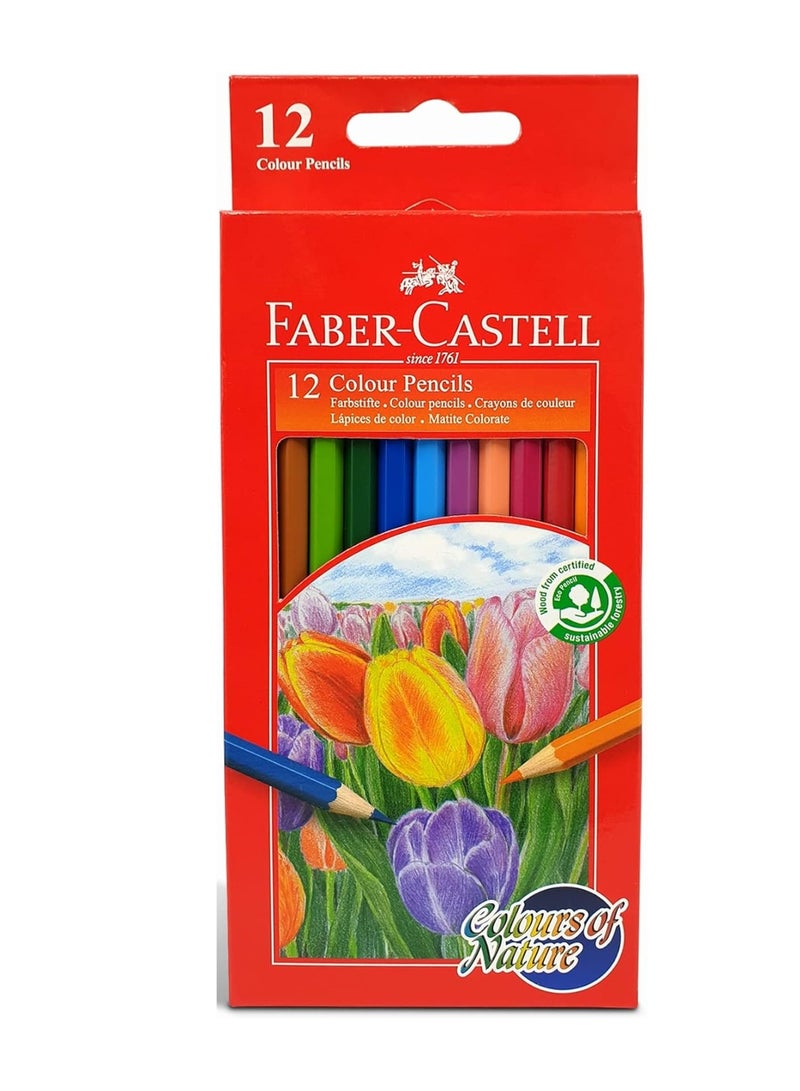 FABER-CASTELL 12 قطعة من أقلام الألوان الطبيعية متعددة الألوان - Image 1