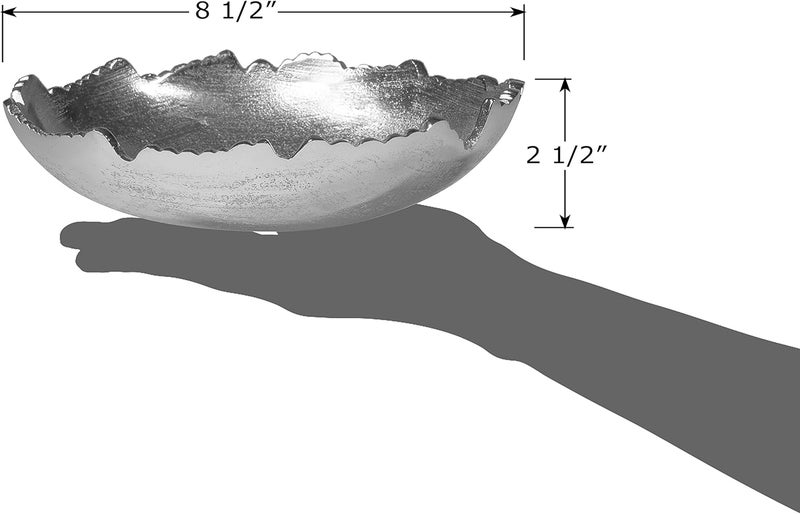 Red Co. . 8.75” Silver Moon Decorative Metal Torn Hammered Asymmetrical Centerpiece Bowl with Pointed Edges - Image 3