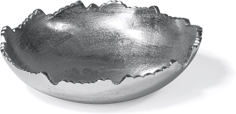 Red Co. . 8.75” Silver Moon Decorative Metal Torn Hammered Asymmetrical Centerpiece Bowl with Pointed Edges - Image 1