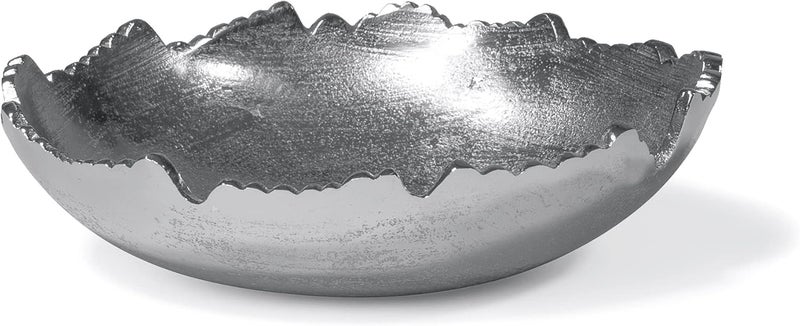 Red Co. . 8.75” Silver Moon Decorative Metal Torn Hammered Asymmetrical Centerpiece Bowl with Pointed Edges - Image 2