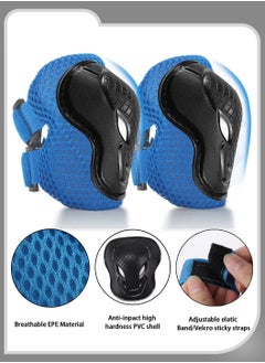 Moovant 7PCS Children's Multi-Sports Protective Equipment, Children's Roller Skating Helmet Knee Pads Set, Balance Bike Bicycle Skating Outdoor Sports Protective Gear Equipment for Kids, Blue Print  - Image 2