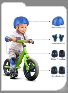 Moovant 7PCS Children's Multi-Sports Protective Equipment, Children's Roller Skating Helmet Knee Pads Set, Balance Bike Bicycle Skating Outdoor Sports Protective Gear Equipment for Kids, Blue Print  - Image 5