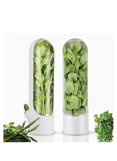 Premify 2 Pcs Herb Saver, Herbs Keeper for Refrigerator, Cilantro Storage Containers, Fridge Organizers and Storage, Herb Saver Pod Keep Fresh & Green Vegetables, Mint, Parsley, Asparagus  - Image 1