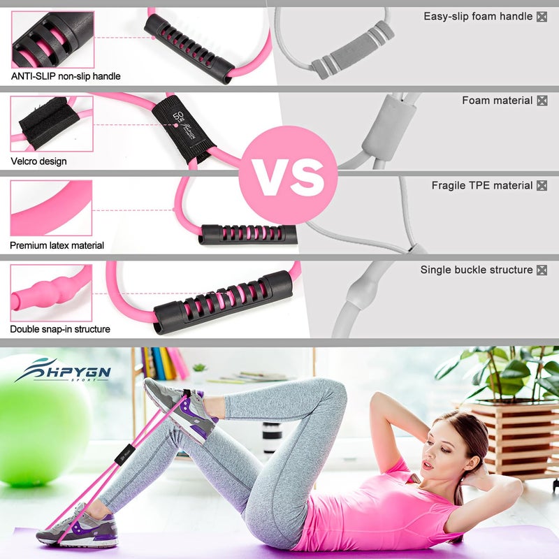 HPYGN Figure 8 Resistance Band, Resistance Bands for Arms, Back, Shoulder Stretcher Exercise Bands with Handles, Upper Body Workout Equipment Set of 3 for Yoga Pilates Stretching Physical Therapy - Image 3