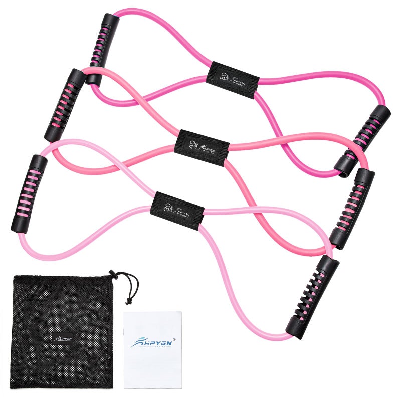 HPYGN Figure 8 Resistance Band, Resistance Bands for Arms, Back, Shoulder Stretcher Exercise Bands with Handles, Upper Body Workout Equipment Set of 3 for Yoga Pilates Stretching Physical Therapy - Image 1