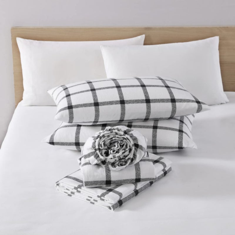 Eddie Bauer - Flannel Sheets Full Size, Anti-Pilling & Wrinkle Resistant Cotton, Touchably Soft for All-Season Comfort - Bed Sheets with Matching Pillowcases & Fitted Sheet (Bunkhouse Plaid Charcoal) - Image 5