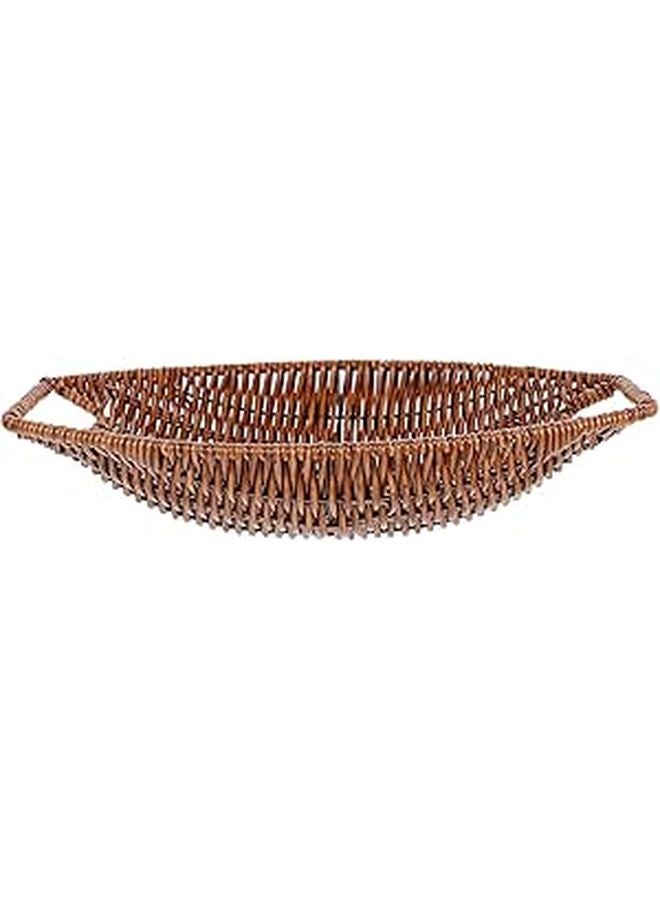 Large Retro Woven Plastic Storage Basket With Handles For Kitchen And Dining Organizing - Image 1