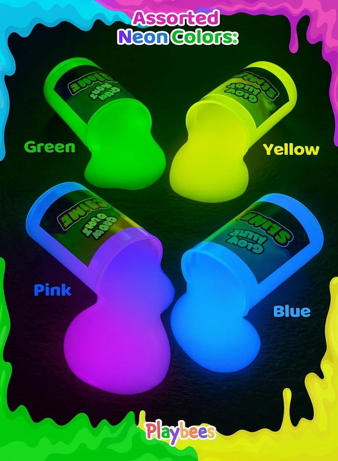 Playbees Glow in The Dark Slime - 6 Pack Neon Party Favors for Kids, Sensory Toy for Boys & Girls Ages 5+, Non-Toxic, Stretchy, Gooey Fun - Birthday, Halloween, Classroom & Treat Bags - Image 2