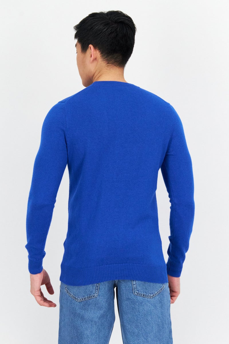 Lyle & Scott Men Round Neck Long Sleeve Knitted Sweater, Blue - Image 2