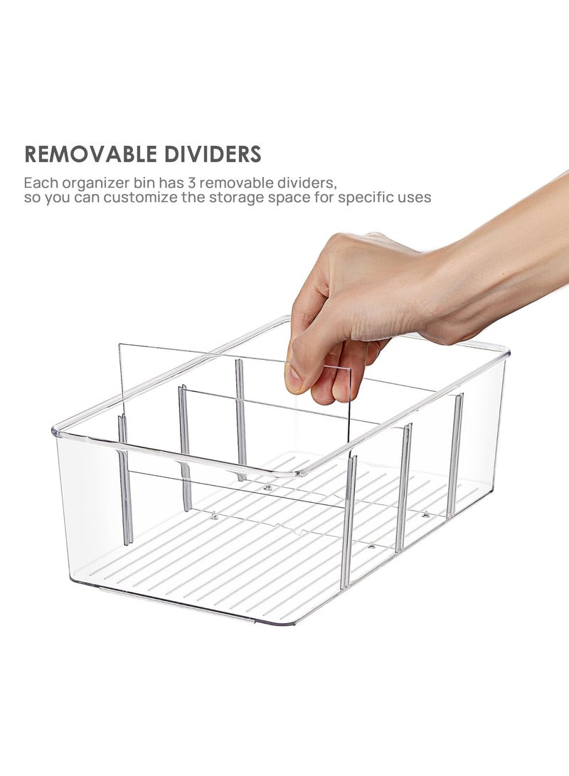 MIXDE Clear Pantry Organizer Storage Bins Plastic Removable Snack Organizer Pantry Organization Storage Racks with Removable Dividers, Perfect for Packets, Snacks, Spices, Kitchen (6 Pack) - Image 2