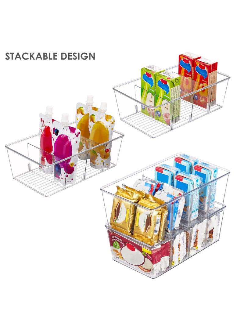 MIXDE Clear Pantry Organizer Storage Bins Plastic Removable Snack Organizer Pantry Organization Storage Racks with Removable Dividers, Perfect for Packets, Snacks, Spices, Kitchen (6 Pack) - Image 3