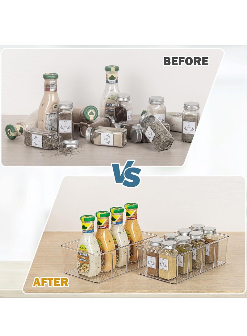 MIXDE Clear Pantry Organizer Storage Bins Plastic Removable Snack Organizer Pantry Organization Storage Racks with Removable Dividers, Perfect for Packets, Snacks, Spices, Kitchen (6 Pack) - Image 5