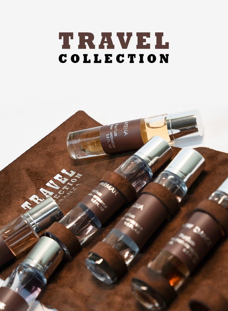 Laranza Travel Collection Perfume Gift Set for Men | Luxury Perfume for Men with Long Lasting EDP in Leather Roll + Pouch - 6 x 15ml Perfume for Men - Image 1