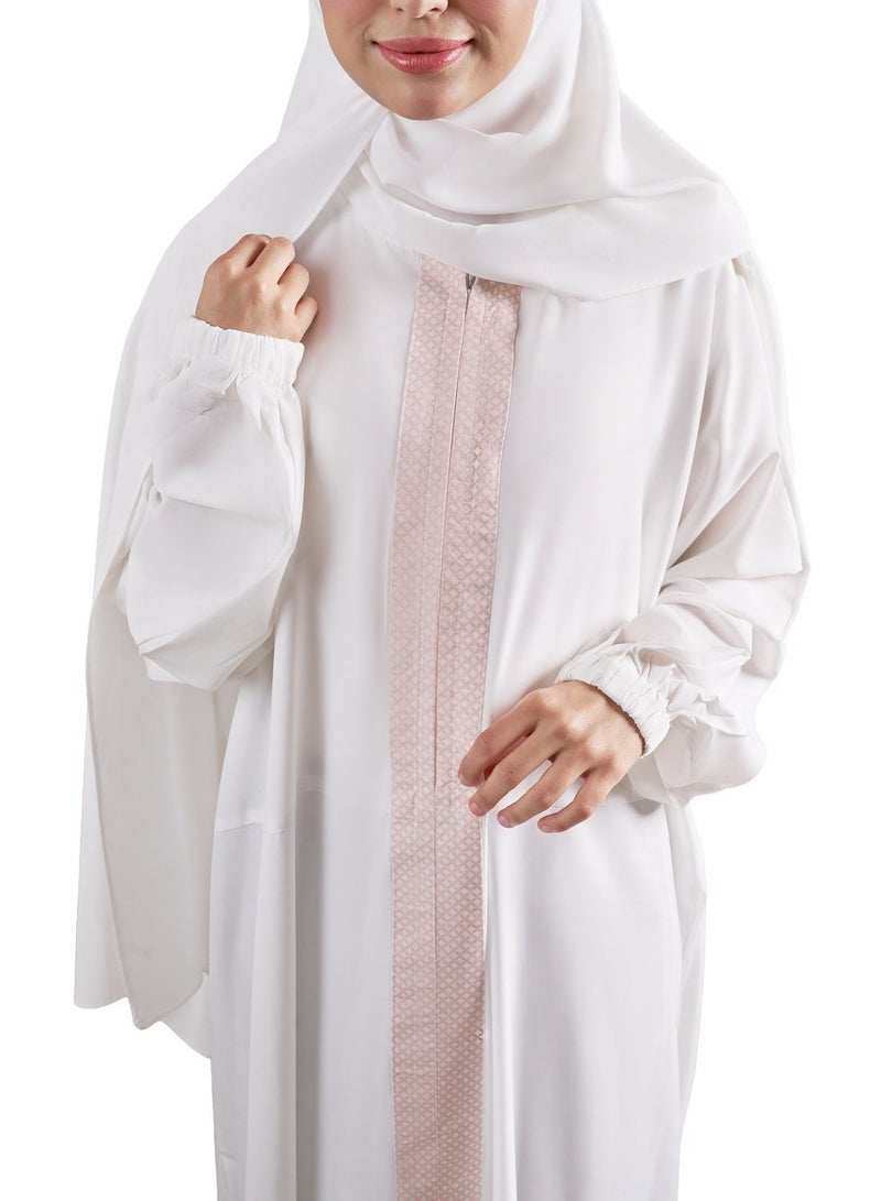 ريتال شرشف صلاة نسائي من ريتال مع طرحة متصلة – فري سايز, خامة بارده – وردي نجمة هندسية - Image 3