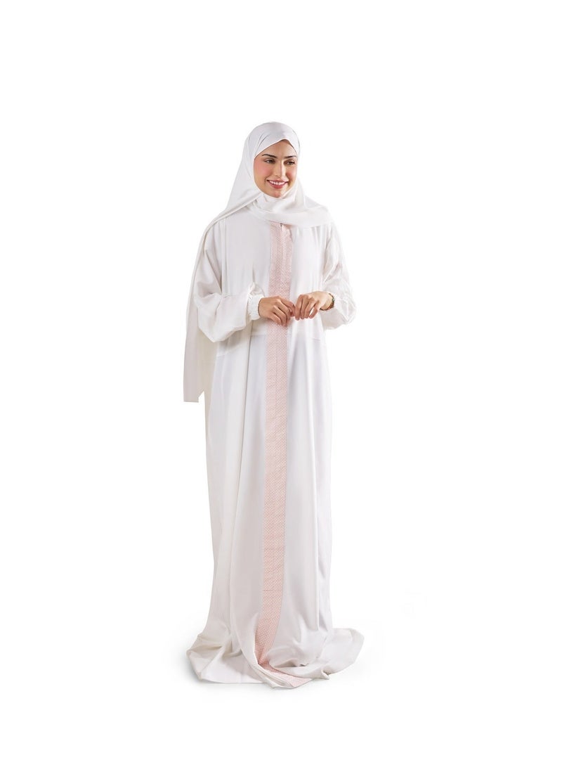 ريتال شرشف صلاة نسائي من ريتال مع طرحة متصلة – فري سايز, خامة بارده – وردي نجمة هندسية - Image 1
