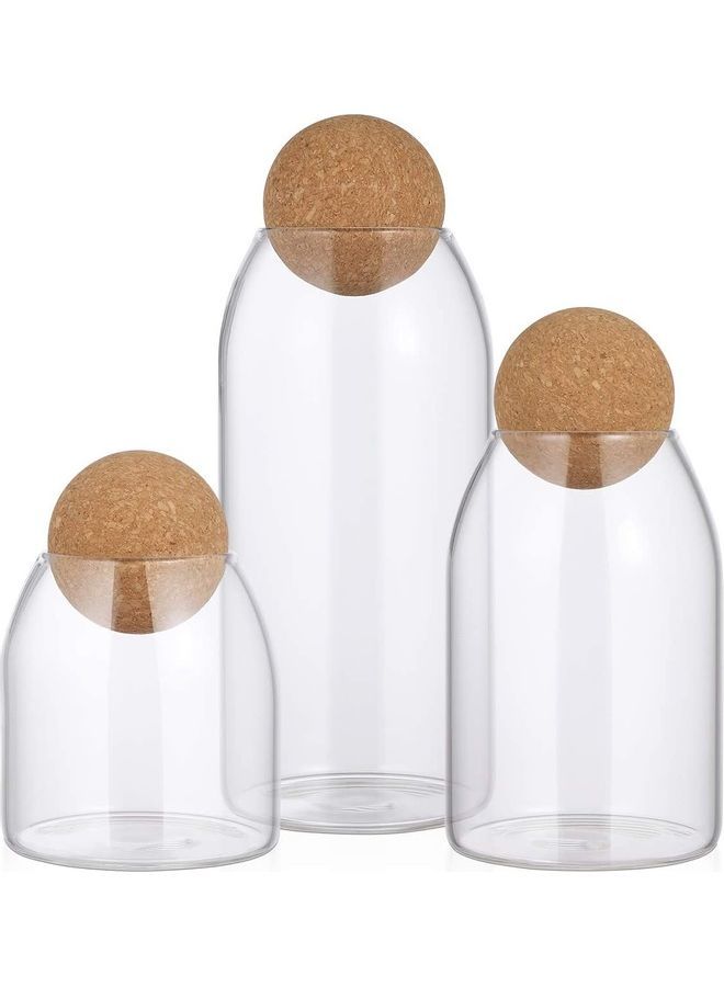 NIBEMINENT 3-Piece Food Storage Glass Jar with Wood Lid Ball Clear 23.5 x 9.5cm - Image 1