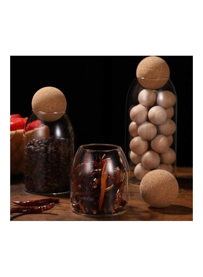 NIBEMINENT 3-Piece Food Storage Glass Jar with Wood Lid Ball Clear 23.5 x 9.5cm - Image 4