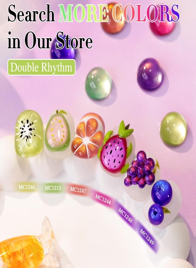 دابل ريذم طلاء أظافر جل مزدوج الإيقاع 0.5 أونصة على شكل عين القطة مع مغناطيس 15 مل من نفس اللون ونفس الزجاجة، طلاء أظافر جل شفاف لامع لامع مغناطيسي (أرجواني زجاجي - MC1244) - Image 4