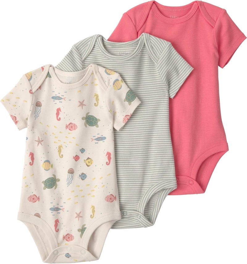 little planet by carter's baby-girls 3-pack Short Sleeve Bodysuits Made With Organic Cotton - Image 1
