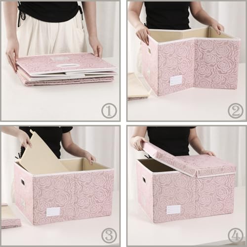 PRANDOM Extra Large Collapsible Storage Boxes with Lids Fabric Decorative Storage Bins Cubes Organizer Baskets with Cover Handles Divider for Bedroom Closet Living Room 19.7x15.7x11.6 Inch 3 Pack - Image 5