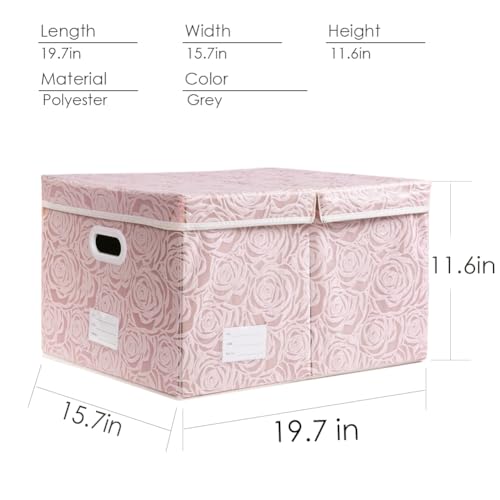 PRANDOM Extra Large Collapsible Storage Boxes with Lids Fabric Decorative Storage Bins Cubes Organizer Baskets with Cover Handles Divider for Bedroom Closet Living Room 19.7x15.7x11.6 Inch 3 Pack - Image 4