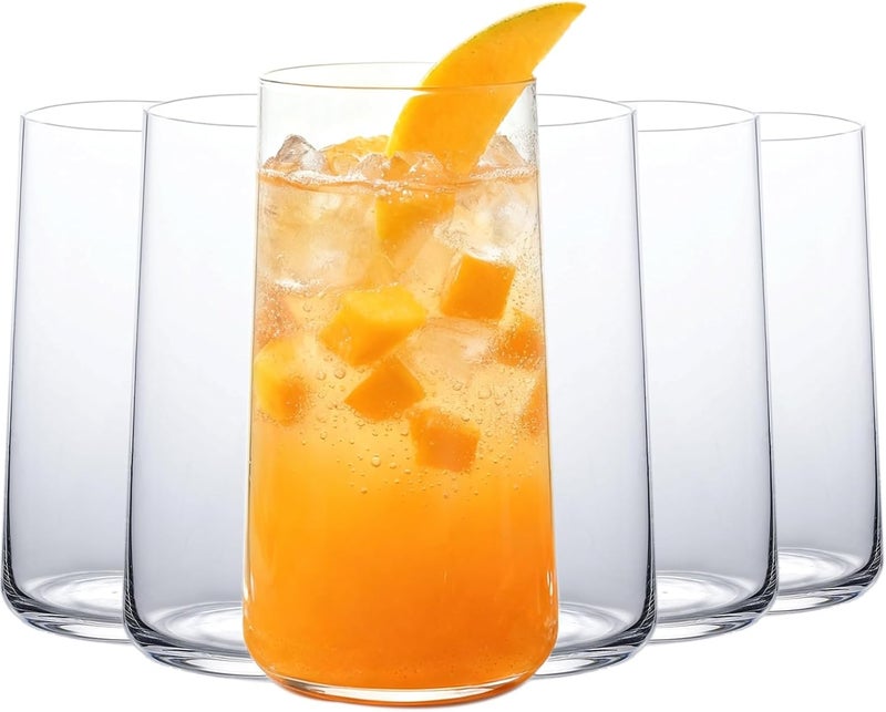 Wlasss Water Glasses Set of 6, 18.3oz Large Drinking Glasses, Clear Crystal Lightweight Glass cups, Glassware Set for Juice,Iced Tea,Mojito,kitchen and bar,Gifts for Christmas - Image 1