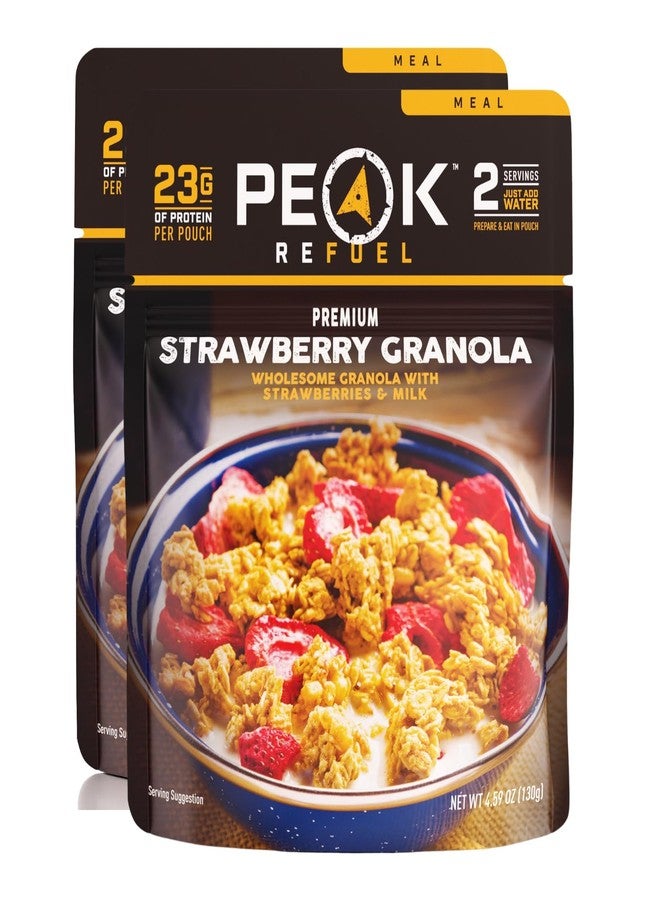 Peak Refuel Strawberry Granola 2-Pack | Freeze Dried Backpacking, Camping & Emergency Prep Food | 2 Servings Pouches - Image 1
