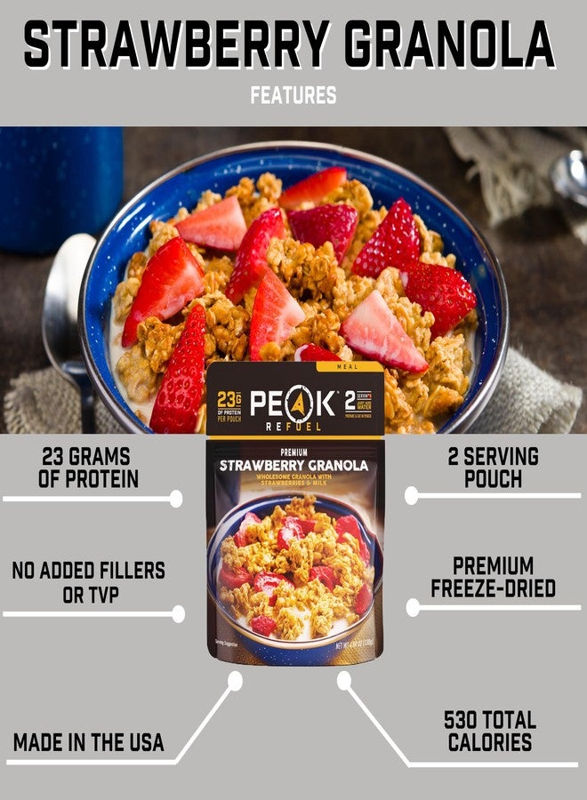 Peak Refuel Strawberry Granola 2-Pack | Freeze Dried Backpacking, Camping & Emergency Prep Food | 2 Servings Pouches - Image 5