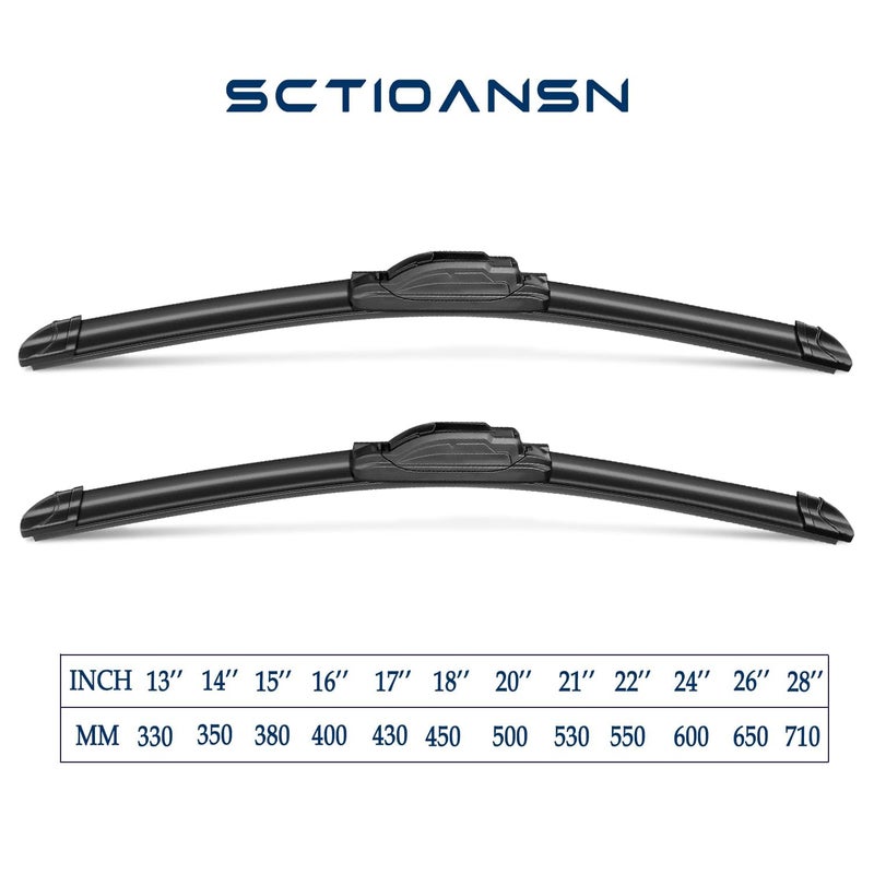 SCTIOANSN 2Pcs Windshield Wipers-22" + 22" Premium All-Seasons Auto Windshield Wiper Blades for My Car (Set of 2)-J-Hook - Image 4