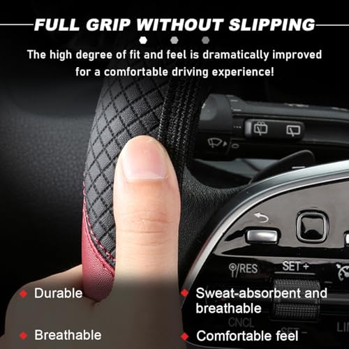 DXNQ Car Steering Wheel Cover, 15 Inch Carbon Fiber Leather Stitching Color Steering Wheel Protector, Anti-Slip Elastic Breathable Steering Wheel Cover Stylish Decor for Most Cars (Beige, AD) - Image 3