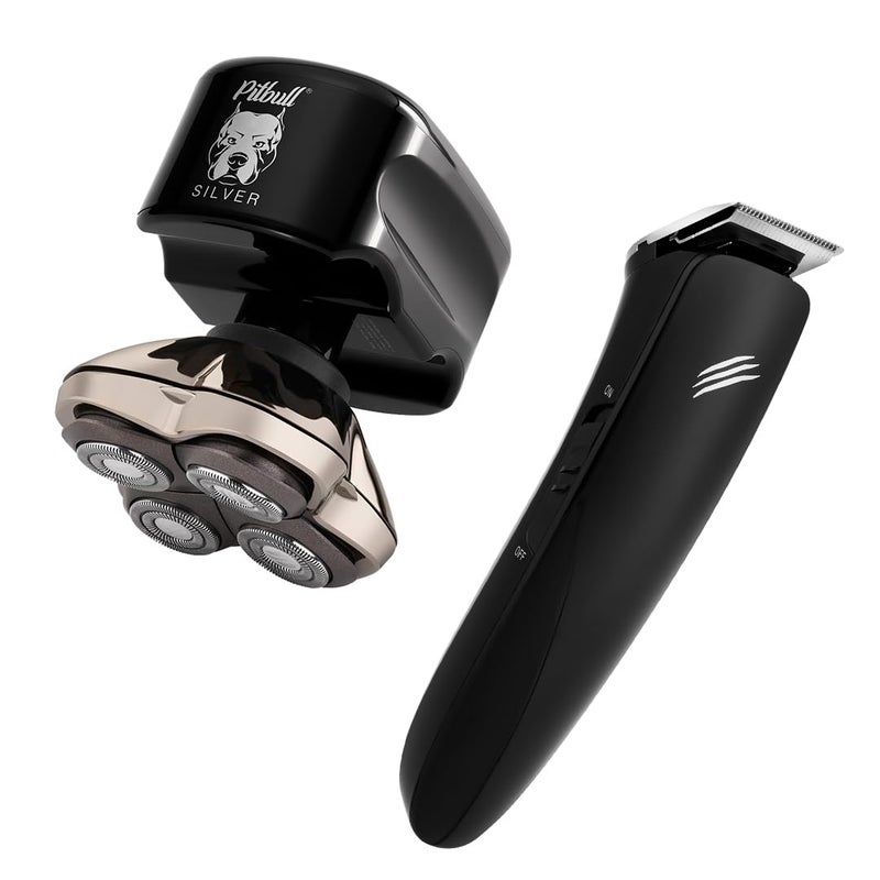 Skull Shaver بيتبول سيلفر برو مع ماكينة حلاقة بيبي بيست: ماكينة حلاقة كهربائية للوجه، الإبطين، الصدر، والظهر، مجموعة العناية الشخصية، مقاومة للماء، بدون جروح - Image 1
