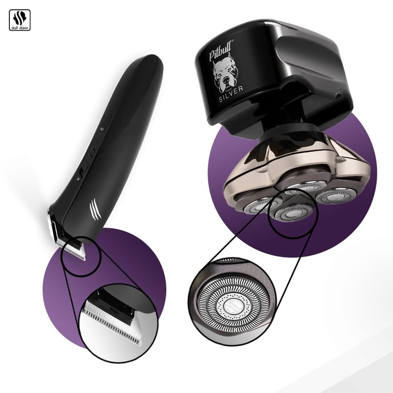 Skull Shaver بيتبول سيلفر برو مع ماكينة حلاقة بيبي بيست: ماكينة حلاقة كهربائية للوجه، الإبطين، الصدر، والظهر، مجموعة العناية الشخصية، مقاومة للماء، بدون جروح - Image 4