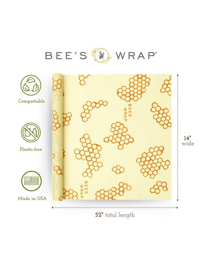 Bee's Wrap Bee's Wrap Reusable Beeswax Food Wraps Made in the USA, Eco Friendly Beeswax Wraps for Food, Sustainable Organic Cotton Wraps, XXL Cut To Size Wax Paper Roll, Honeycomb  - Image 1