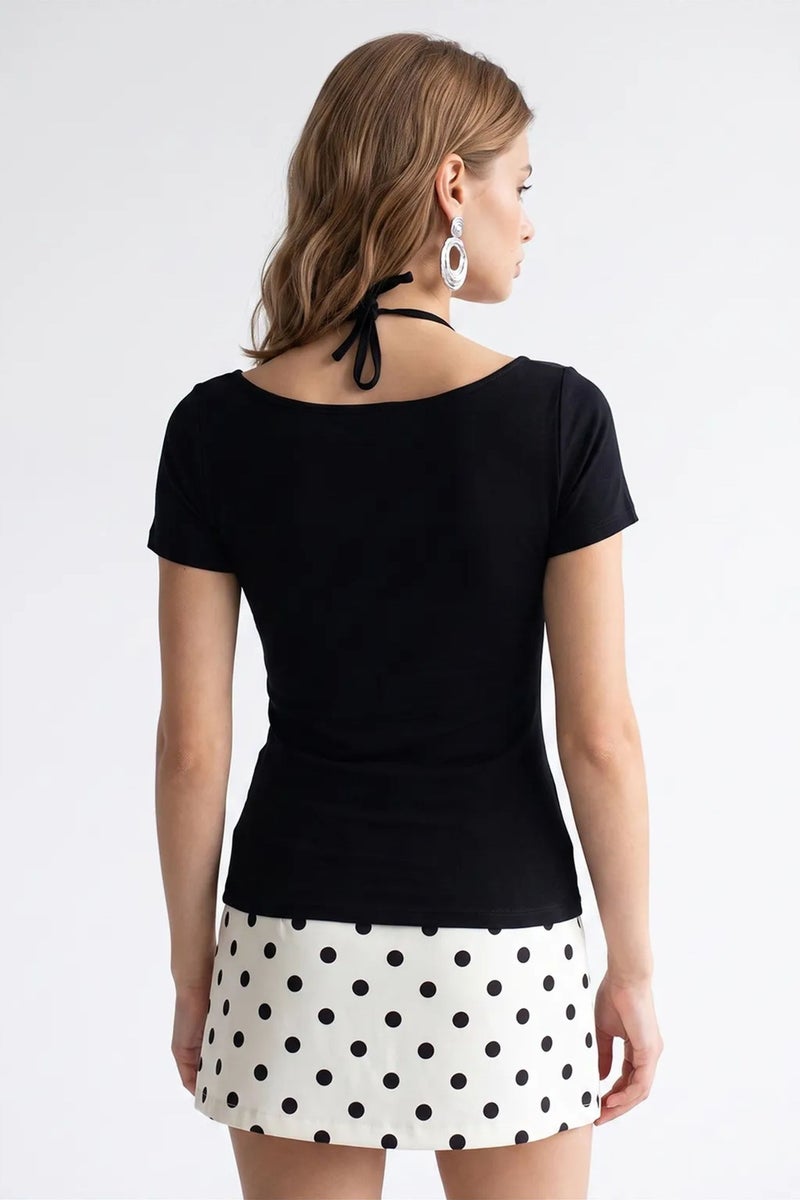 MIXRAY Lace Viscose U-Neck Slim Fit Blouse - Image 5