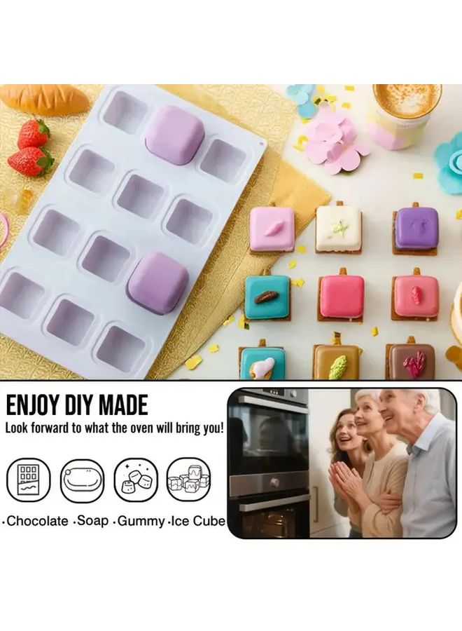 1pc Square Silicone Baking Mold 12 Cavity Nonstick Reusable For Mousse Cake Soap Bread Chocolate - Image 1